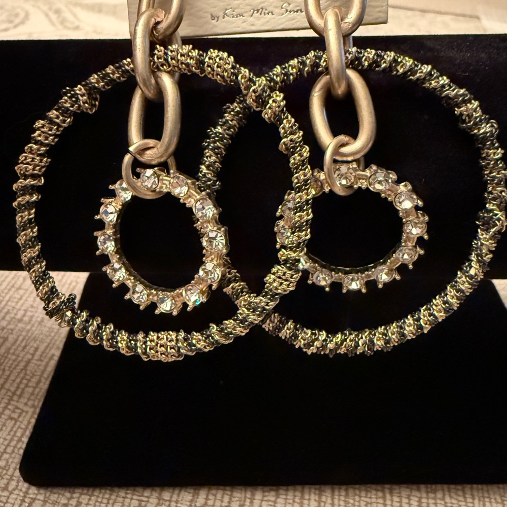 NEW Mia Collection Gold and Black Hoop Earrings